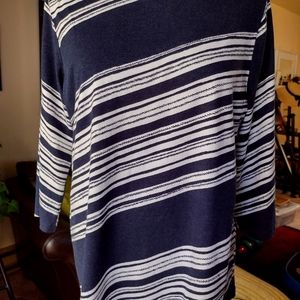 Chico's stripe navy & white 3/4 sleeve top